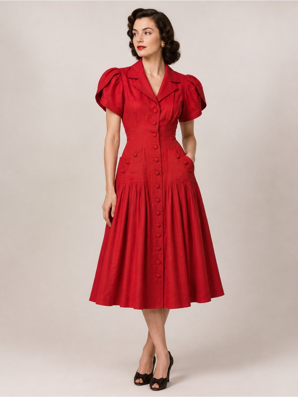 Karen Alexander Vintage Red Fit and Flare Dress Style 4900 Size 6